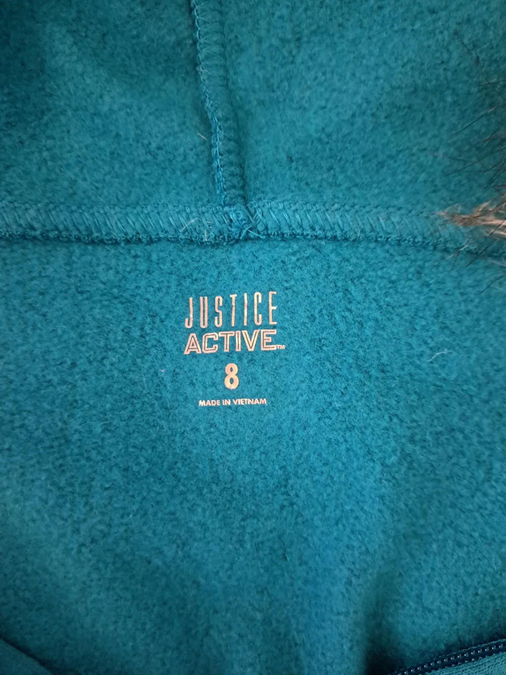 Justice Girls' Teal Hooded Jacket with Faux Fur Trim